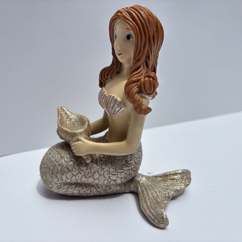Youngs Incorporated Mermaid Figurine Pink Shell Siren Ocean Sea Mythical - Picture 3 of 9